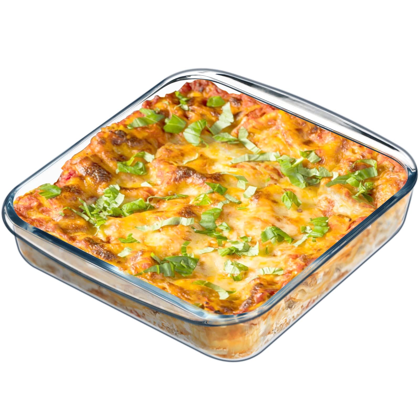 Nutriups 1.7QT Square Glass Baking Pan - Oven Safe Baking Dish for Brownies, Lasagna & Casseroles | Perfect for Holiday Cooking & Family Gatherings