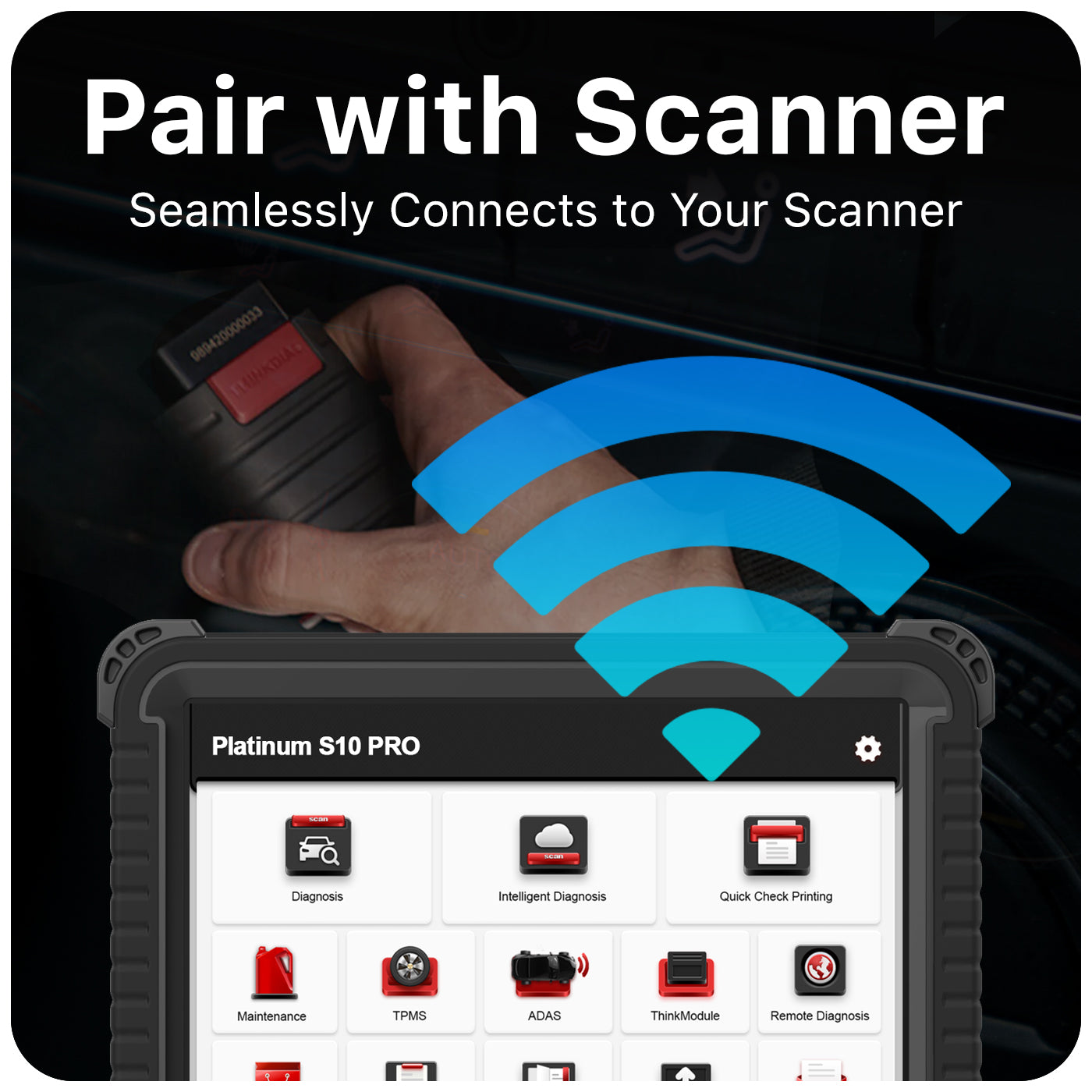 OBD2 Scanner with TPMS Reset Tool - Auto Diagnostic Code Reader & 4 Tire Pressure Sensors Bundle for Car, Truck & SUV - Check Engine Light, ABS, SRS & Oil Reset - Perfect for Mechanics & DIY Car Maintenance