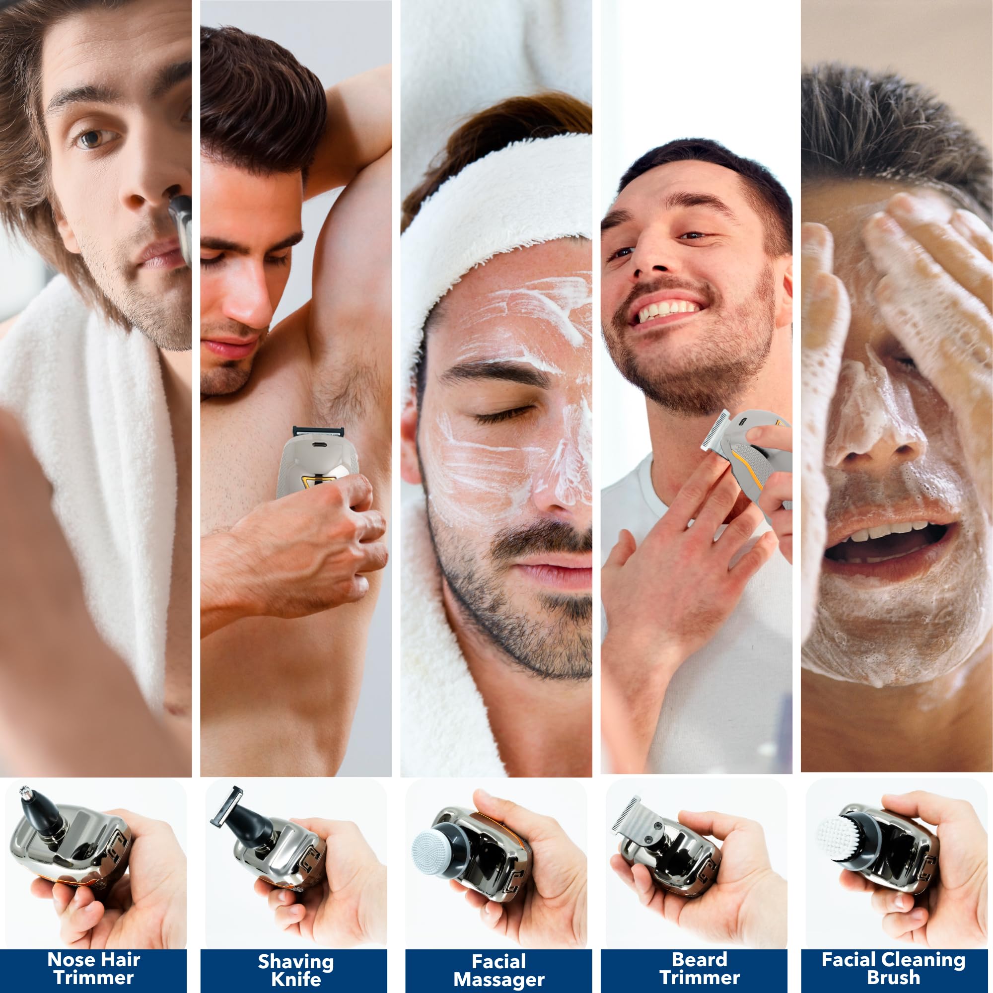 LASTBP 7D Rotary Electric Head Shaver for Bald Men - Waterproof Rechargeable Shaver with Detachable Heads for Smooth Shaving | Perfect for Travel, Gym & Daily Grooming Routine