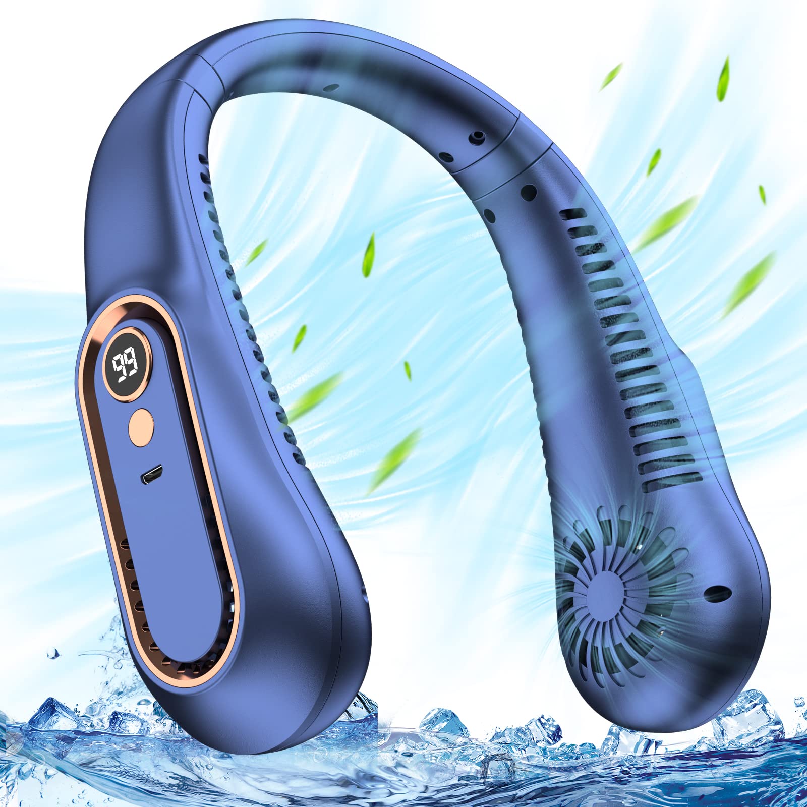 Best Portable Neck Fan - MELOPHY 5-Speed Bladeless USB Rechargeable Personal Fan with 720° Adjustable Airflow & LED Display | Hands-Free Wearable Cooling Fan for Women & Men | Perfect for Office, Travel, Gym, Outdoor Sports & Summer Activities