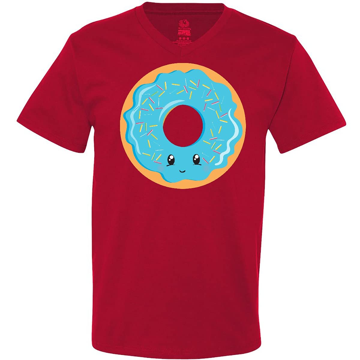 Inktastic Blue Donut Print Men's V-Neck T-Shirt - Soft Cotton Tee for Casual Wear, Gifts & Everyday Outfits
