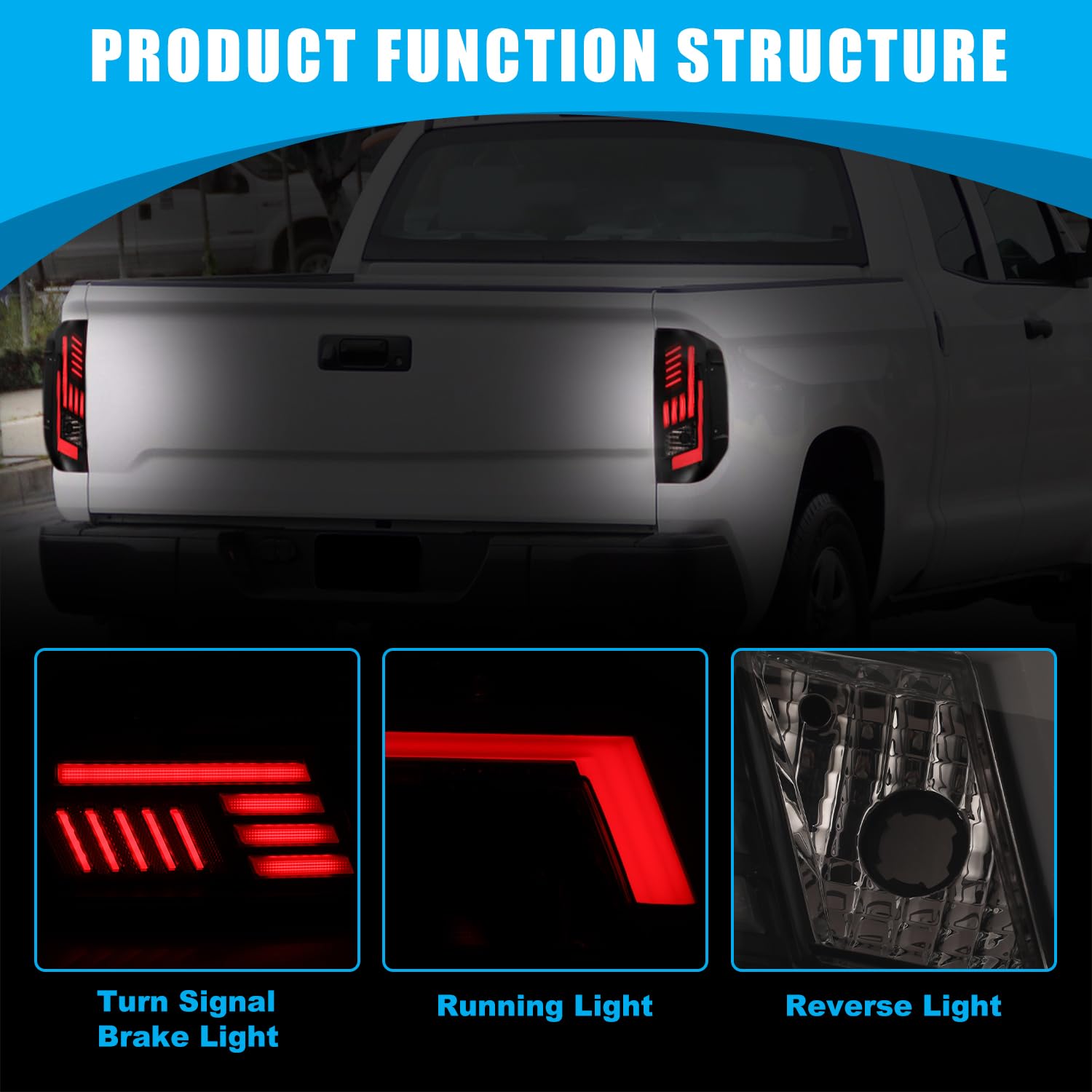 CPW LED Tail Lights for Toyota Tundra 2014-2021 - Sequential Turn Signal, Brake & Reverse Lights - Matte Black/Smoke Replacement Taillights (Plug & Play) - Perfect for Off-Roading, Night Driving & Vehicle Customization