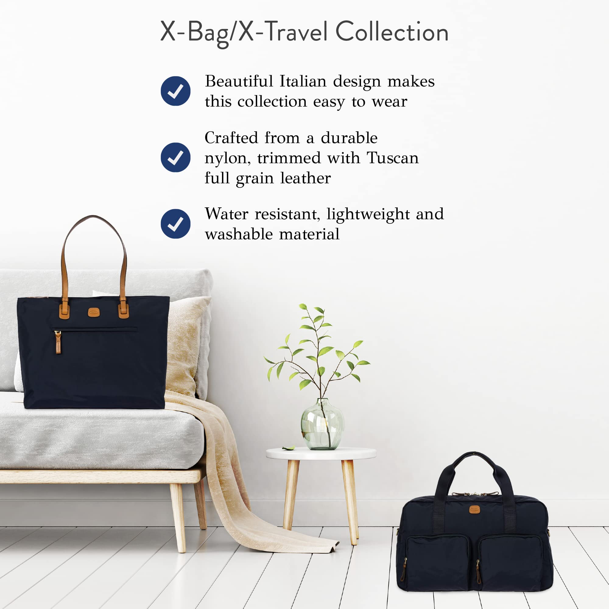 Bric's X-BAG 18-Inch Cargo Duffle Bag - Premium Travel Duffel with Luggage Sleeve - Carry On & Weekender Bag - Durable Satin Nylon - Navy Blue - Perfect for Business Trips, Gym & Weekend Getaways
