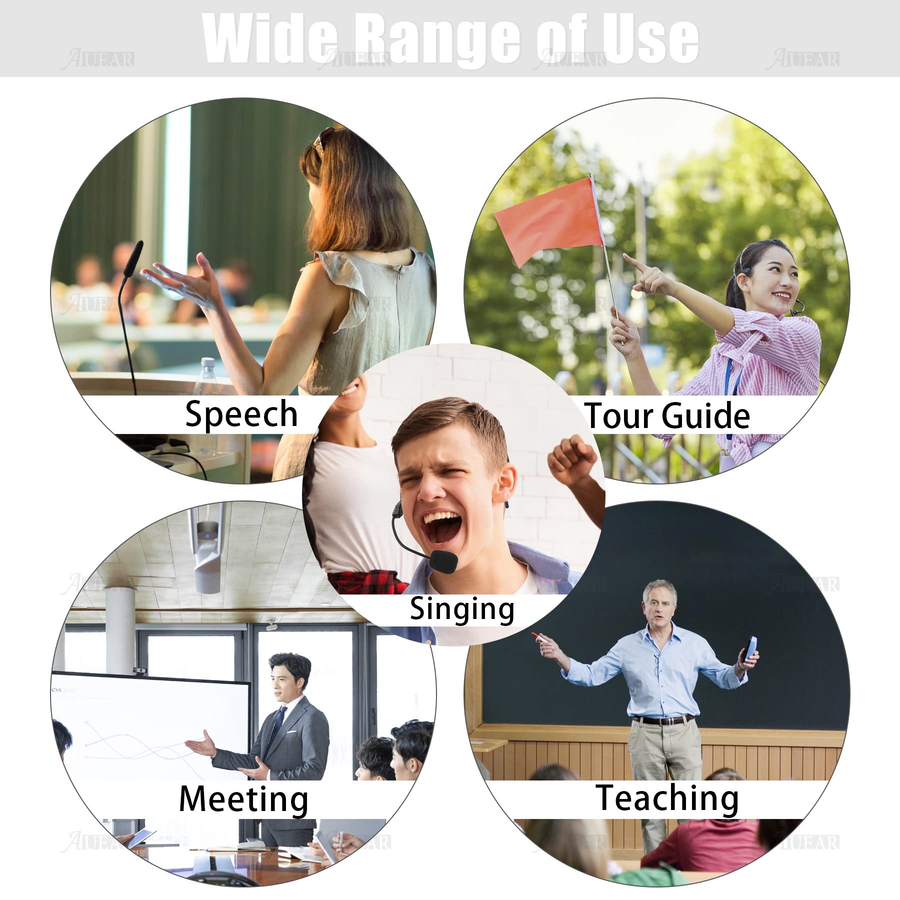 AUEAR 2 Pack Headset Microphone with Flexible Wired Boom - 3.5mm Connector for Voice Amplifier, Teachers, Speakers & Computers - Ideal for Online Teaching, Public Speaking & Conference Calls