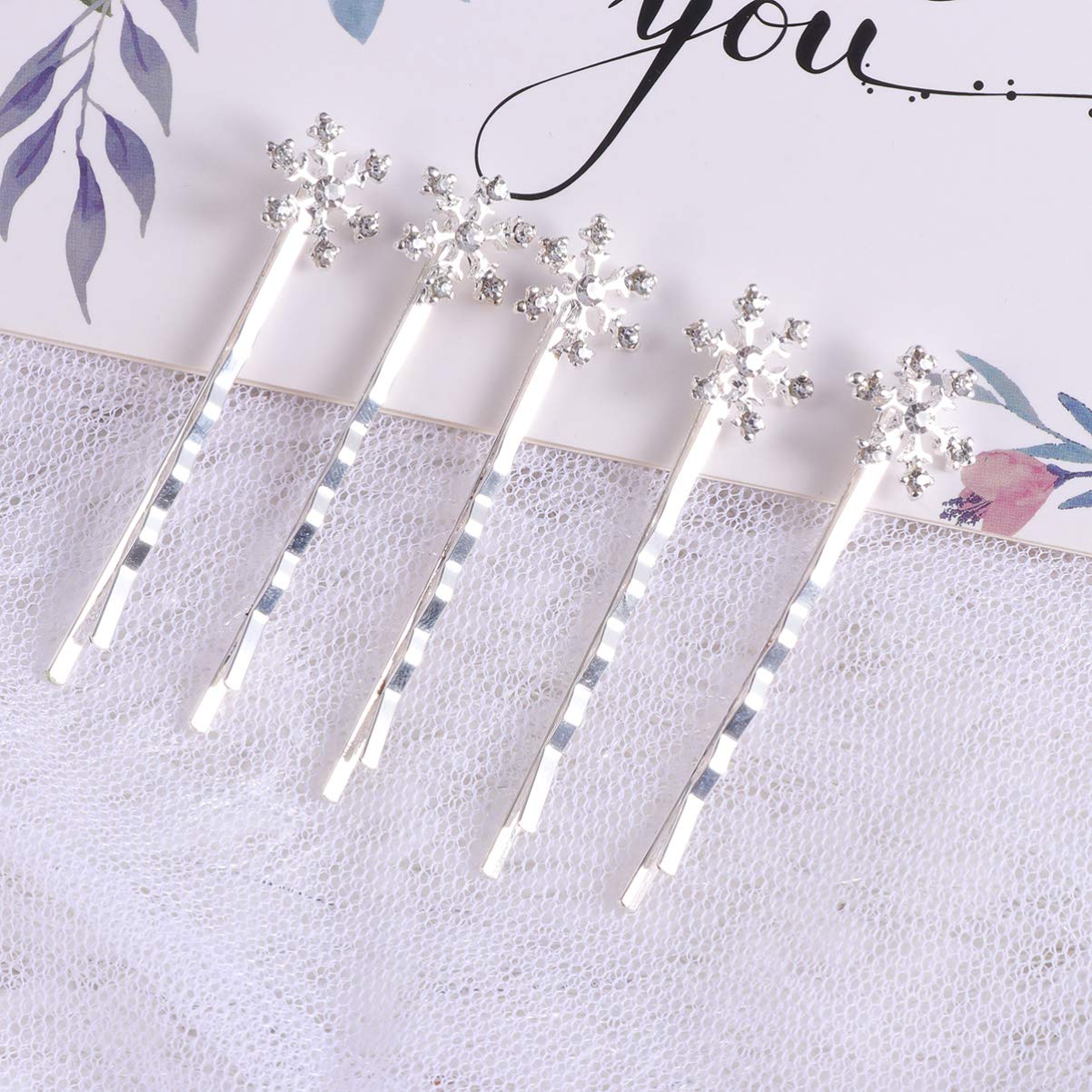 Beaupretty 6-Piece Rhinestone Snowflake Hair Clips - Silver Winter Wedding Hairpins & Bobby Pins for Women & Girls | Christmas Party, Bridal, and Holiday Hair Accessories
