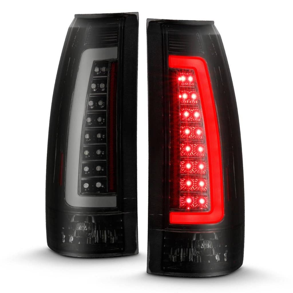 ANZO LED Tail Lights for Chevy Tahoe 1995-2000 - Black Housing with Smoke Lens (Pair) | 311345 | Upgrade Your Truck's Style & Visibility for Night Driving