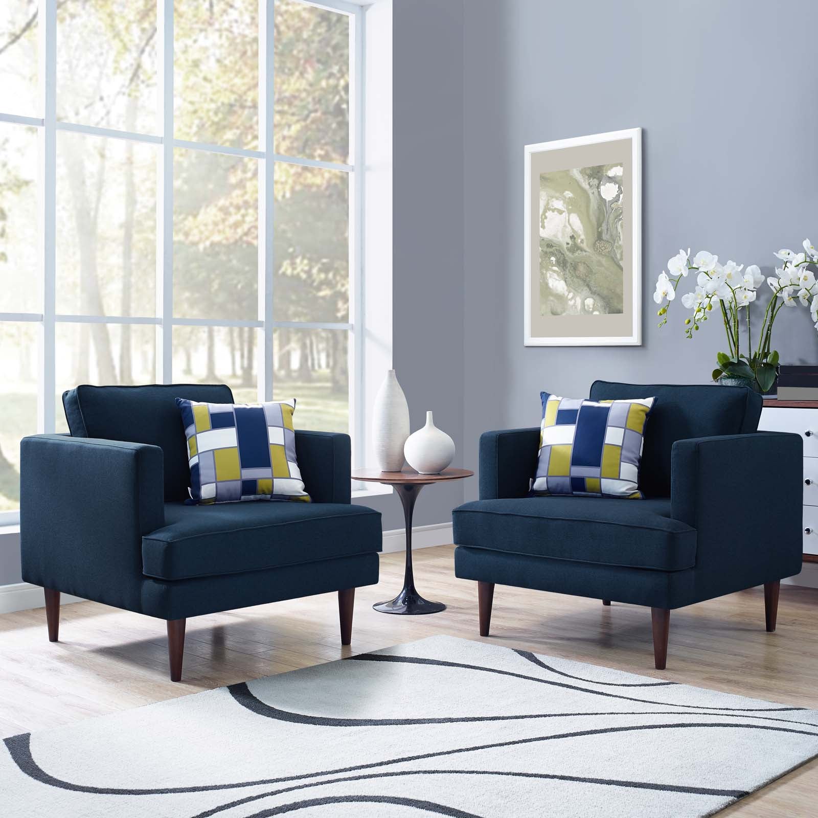 2-Piece Agile Upholstered Fabric Armchair Set - Modern Living Room Chairs for Home Office & Lounge Comfort (Beige/Gray) - Perfect for Small Spaces, Reading Nooks & Conversation Areas