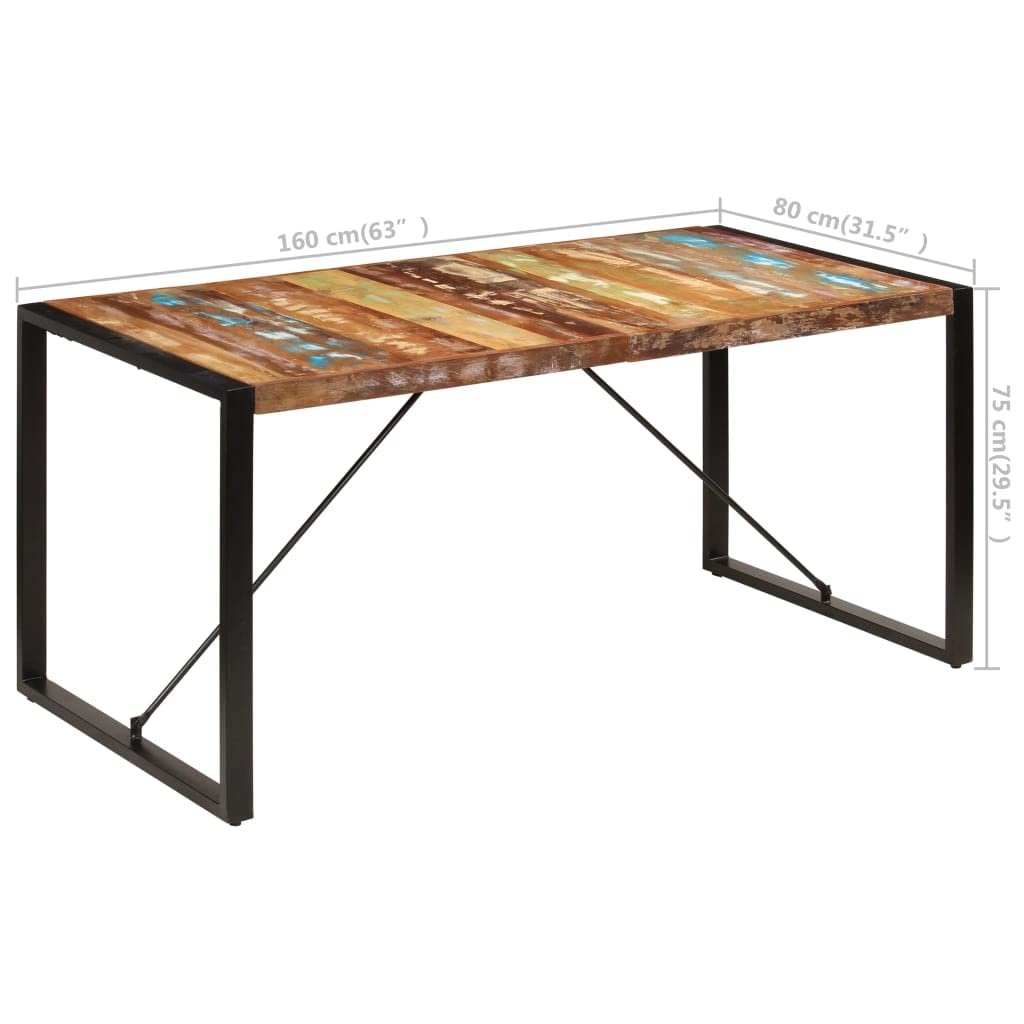 Rustic Reclaimed Wood Dining Table with Powder-Coated Steel Legs - 63