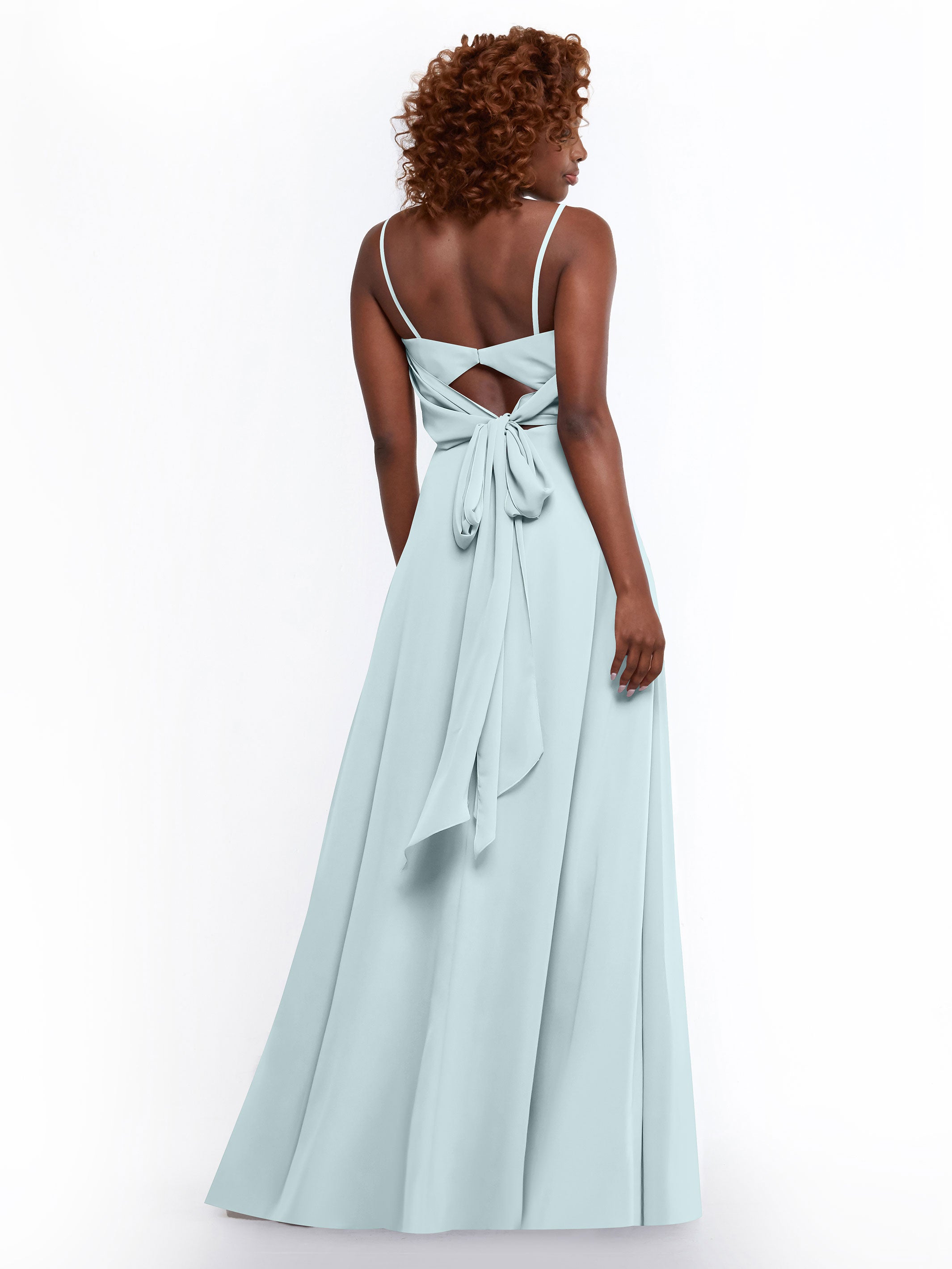Elegant A-Line Bridesmaid Dress with Flowy Chiffon Skirt and Thigh Slit - Perfect for Weddings, Formal Events & Special Occasions
