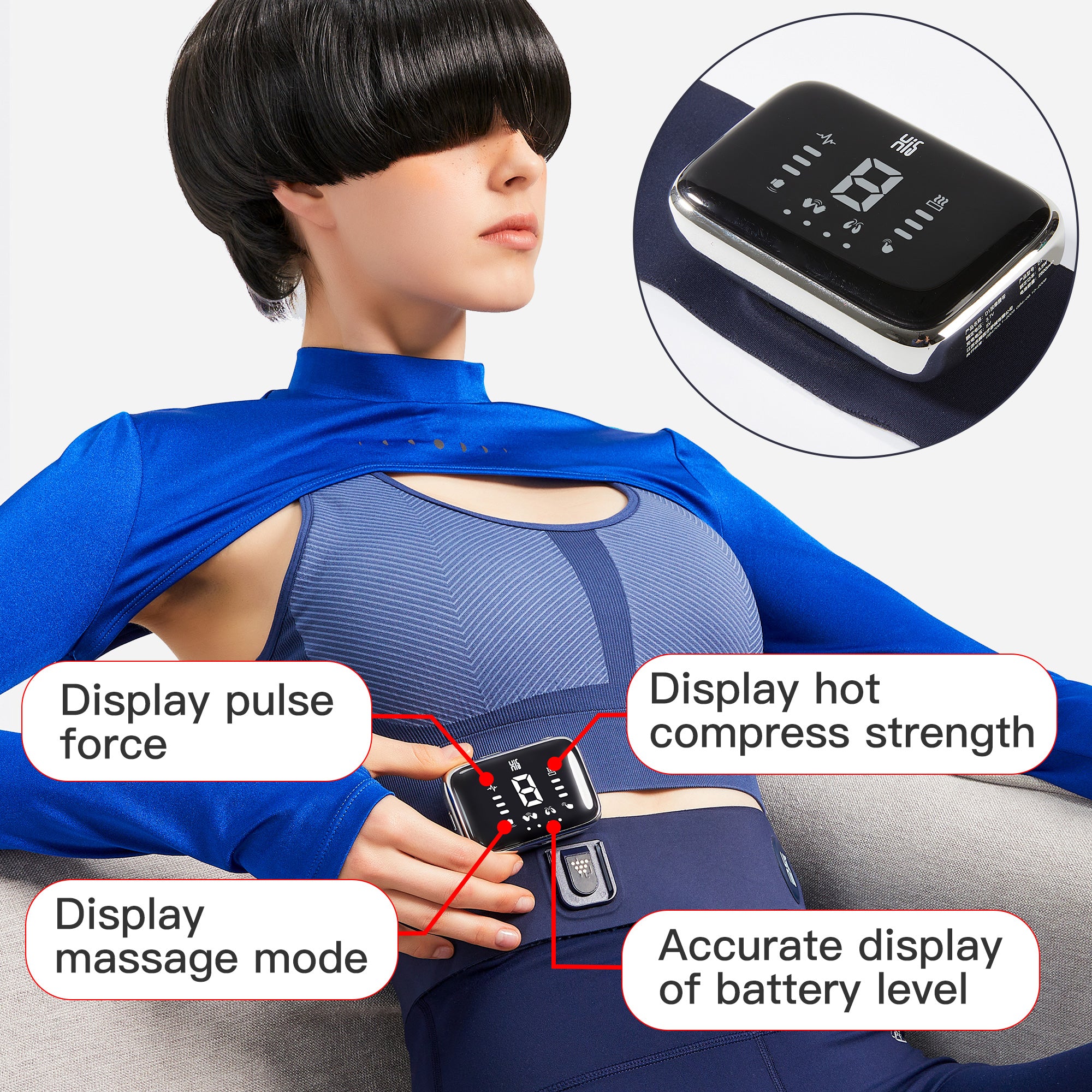 D1 Portable TENS Heating Pad with Massage - Heated Belt for Lower Back Pain Relief, Tens Pulse Vibration Therapy - Perfect for Home, Office & Travel Use
