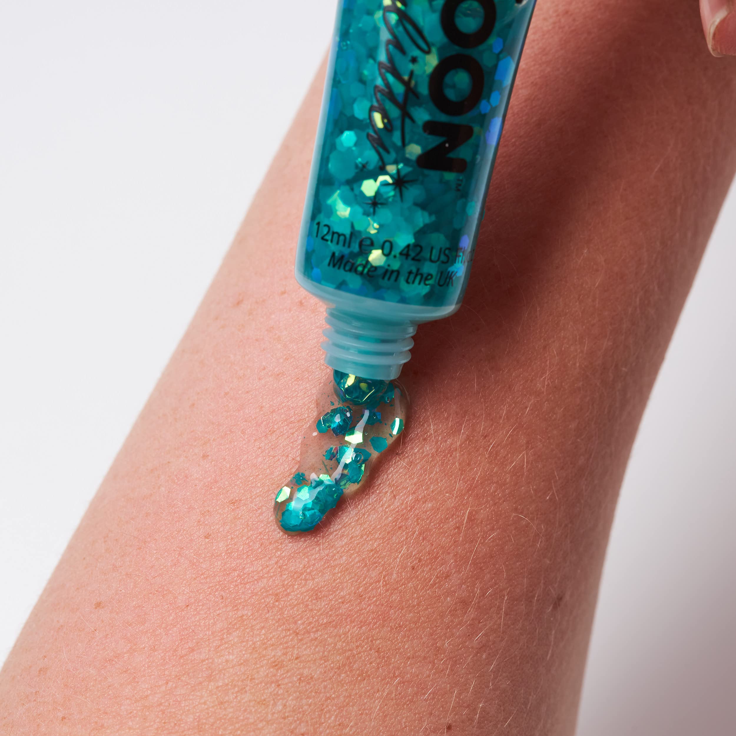Moon Glitter Iridescent Chunky Face & Body Glitter Gel - 12ml Green Glitter Makeup for Festival, Rave, Halloween & Cosplay - Vegan & Cruelty Free