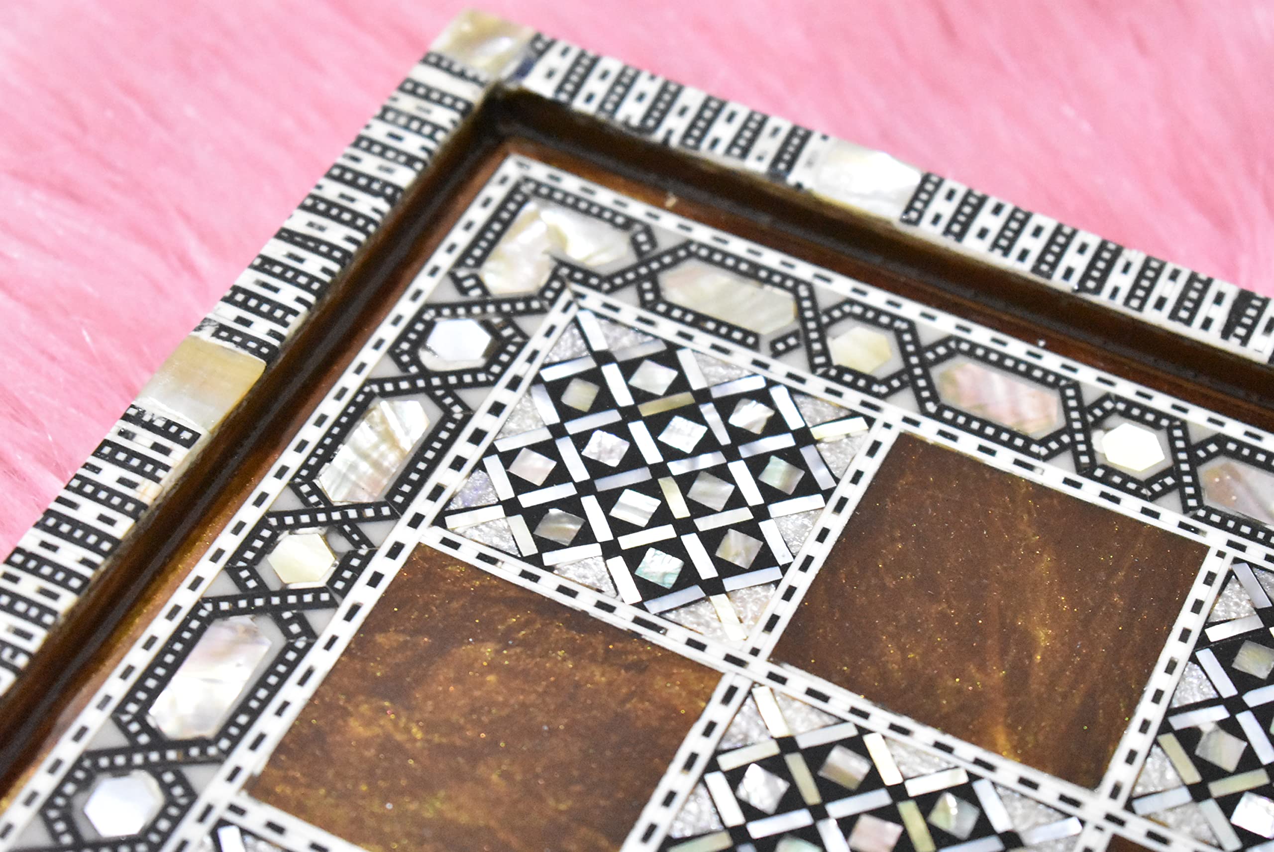 Handmade Egyptian Mother of Pearl Inlaid Chess Board - 16.8 Inch Luxury Game Set for Home Decor & Intellectual Play | Perfect for Chess Enthusiasts, Gift Giving, and Elegant Living Room Display