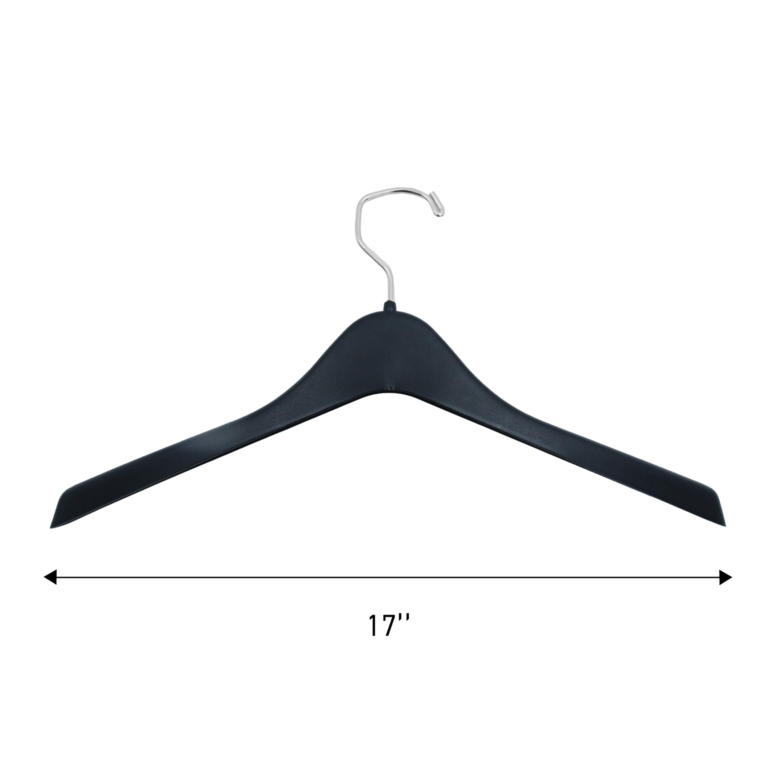 SSWBasics 17 Inch Black Contoured Plastic Hangers - Bulk Pack of 100 - Heavy Duty Garment Hangers for Closet Organization | Perfect for Retail Stores, Dry Cleaners & Home Wardrobe