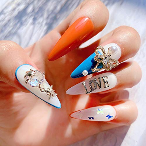 3D Butterfly Bow Pendant Nail Charms - Heart Shaped Nail Art Rhinestones with Zircon Decorations for Manicure Designs (K8-1808) | Perfect for Bridal Nails, Party Nail Art, and Salon Manicures