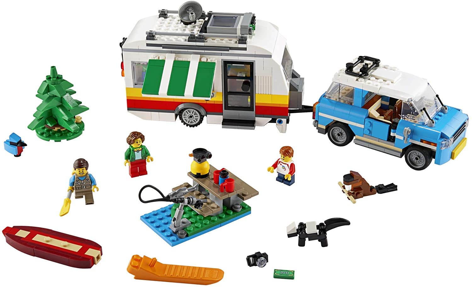LEGO Creator 3in1 Caravan Family Holiday Building Kit 31108 - 766 Pieces Creative Toy for Kids, Camping Adventure Playset with Cute Animal Figures | Perfect for Birthday Gifts, Creative Play & Indoor Camping Fun