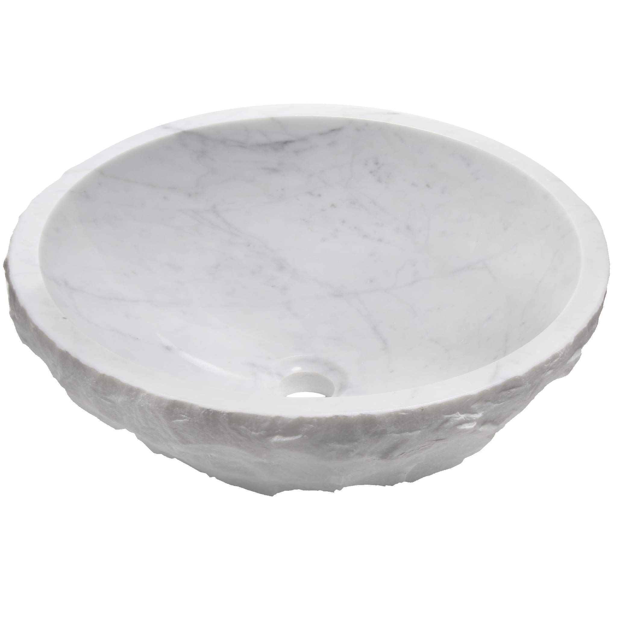 Natural Carrara Marble Stone Vessel Bathroom Sink with Chrome Drain & Sealer - Modern Farmhouse Vanity Sink for Bathroom & Powder Room Decor