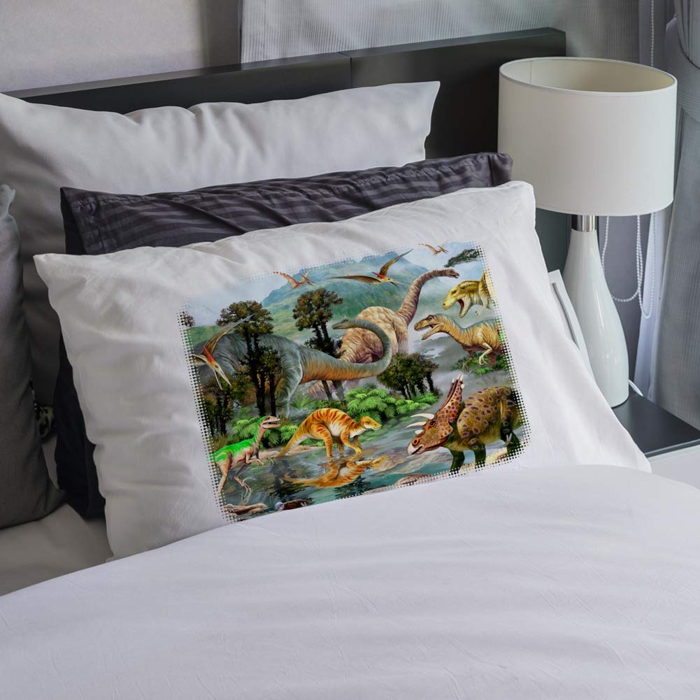 Dinosaur Jurassic Dinoscape Novelty Bedding Pillowcase - Soft & Fun Dino Print Pillow Cover for Kids & Adults - Perfect for Bedroom Decor, Themed Parties & Gifts
