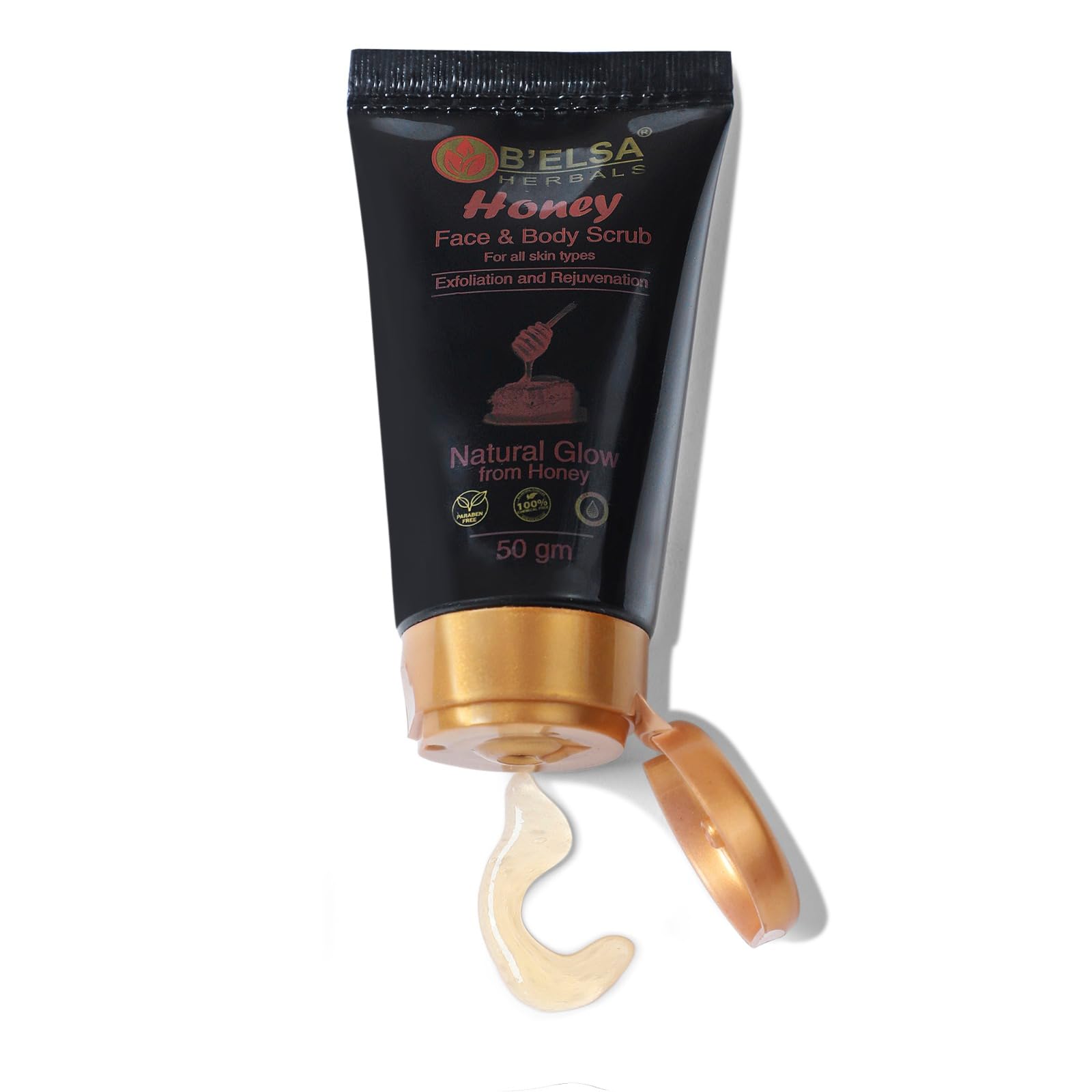 B'ELSA Honey Face and Body Scrub - Natural Exfoliating Cleanser for Glowing Skin | Perfect for Daily Skincare Routine & Spa Day at Home