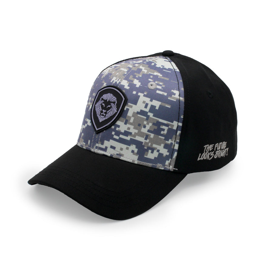 VT Shield Logo Snapback Hat - Navy & Grey Digital Camo Design for Men & Women | Stylish Adjustable Baseball Cap for Outdoor Sports, Casual Wear & Street Fashion