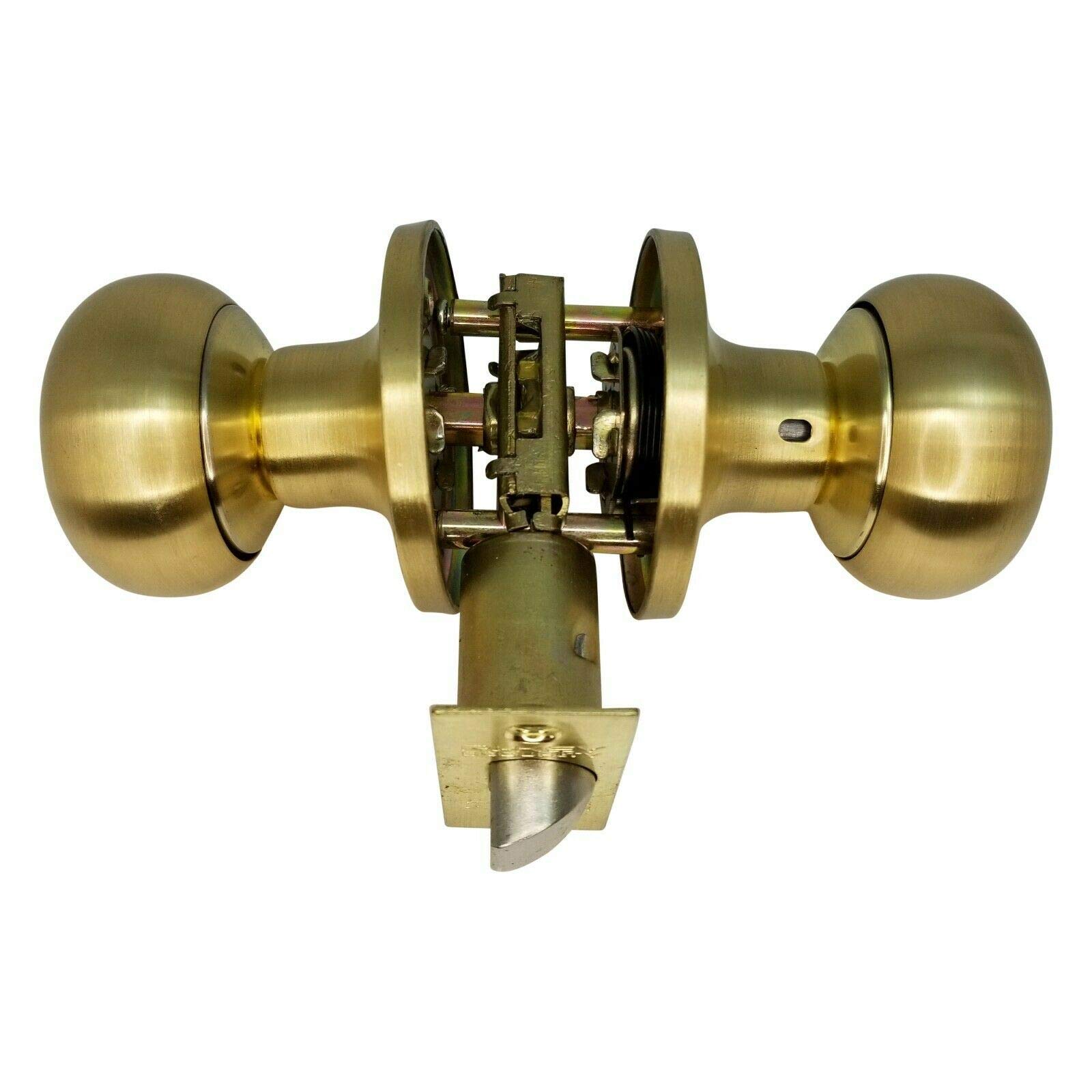 5-Pack Satin Brass Passage Door Knobs - No Cylinder Lock for Interior Bedroom & Closet Doors | Smooth Operation, Easy Installation | Perfect for Homes, Offices & Rental Properties