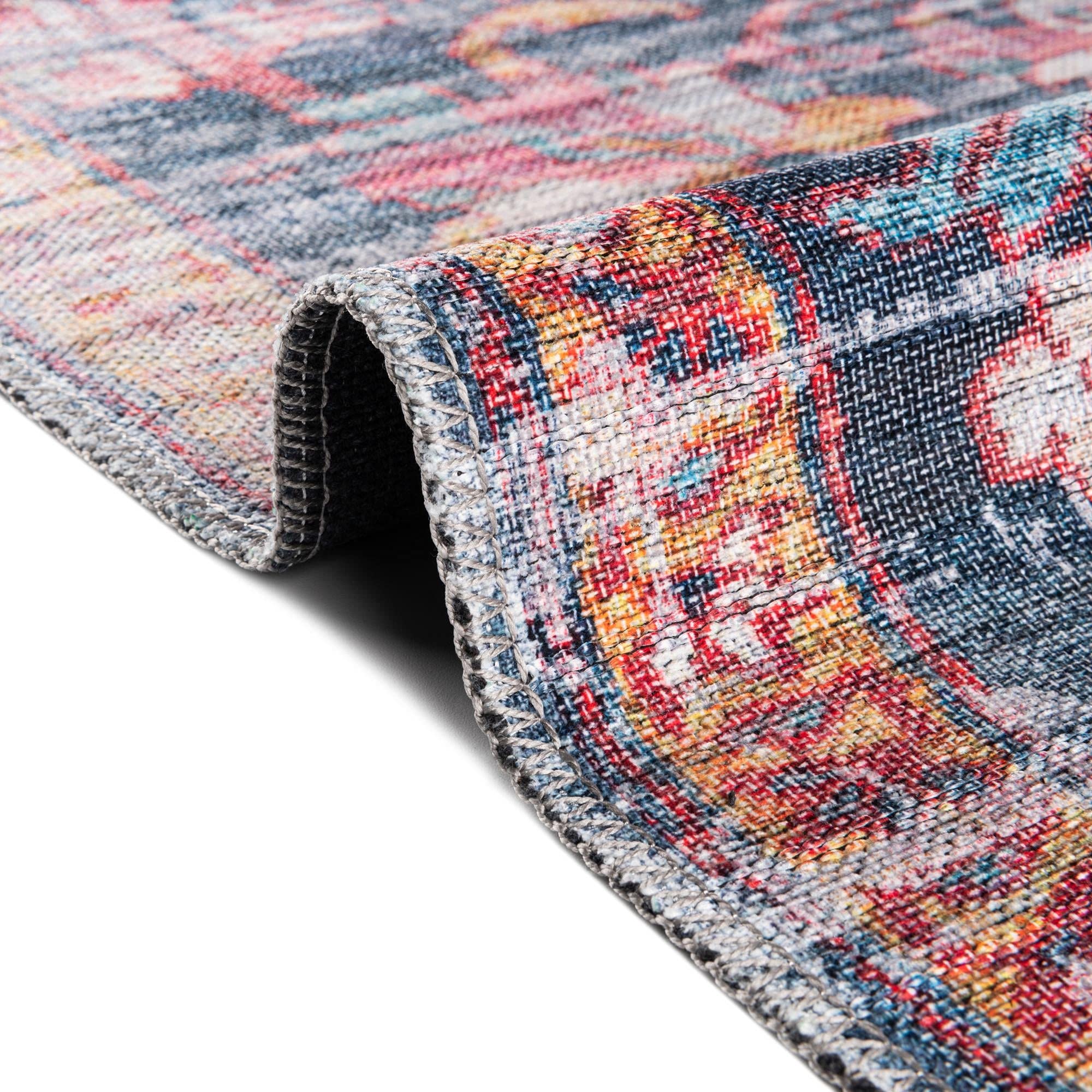 Washable Low-Pile Area Rug 10x13 Feet - Navy Blue Modern Maahru Collection - Non-Slip Living Room & Dining Room Rug - Perfect for High Traffic Areas, Open Floor Plans & Pet-Friendly Homes