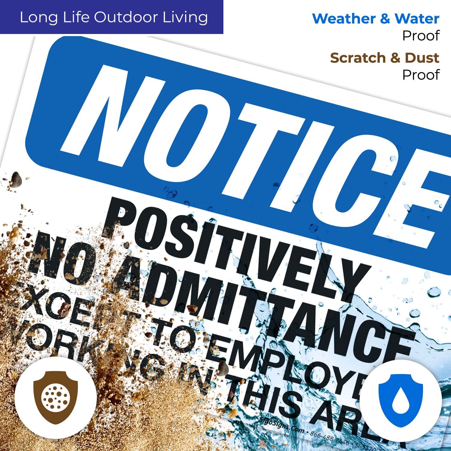OSHA Compliant 'Positively No Admittance Except Employees' Sign - 10x7 Inch Rust-Free .040 Aluminum Safety Sign - Fade Resistant for Indoor/Outdoor Use - Made in USA - Perfect for Warehouses, Construction Sites & Restricted Areas