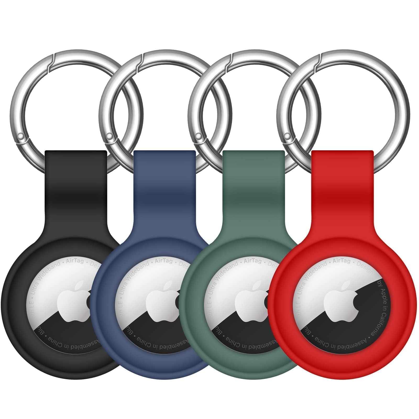 4 Pack Linsaner AirTag Case Keychain Holder - Silicone Protective Cover for Apple AirTag GPS Tracker, Multi-Color Accessories for Keys, Bags & Luggage Tracking
