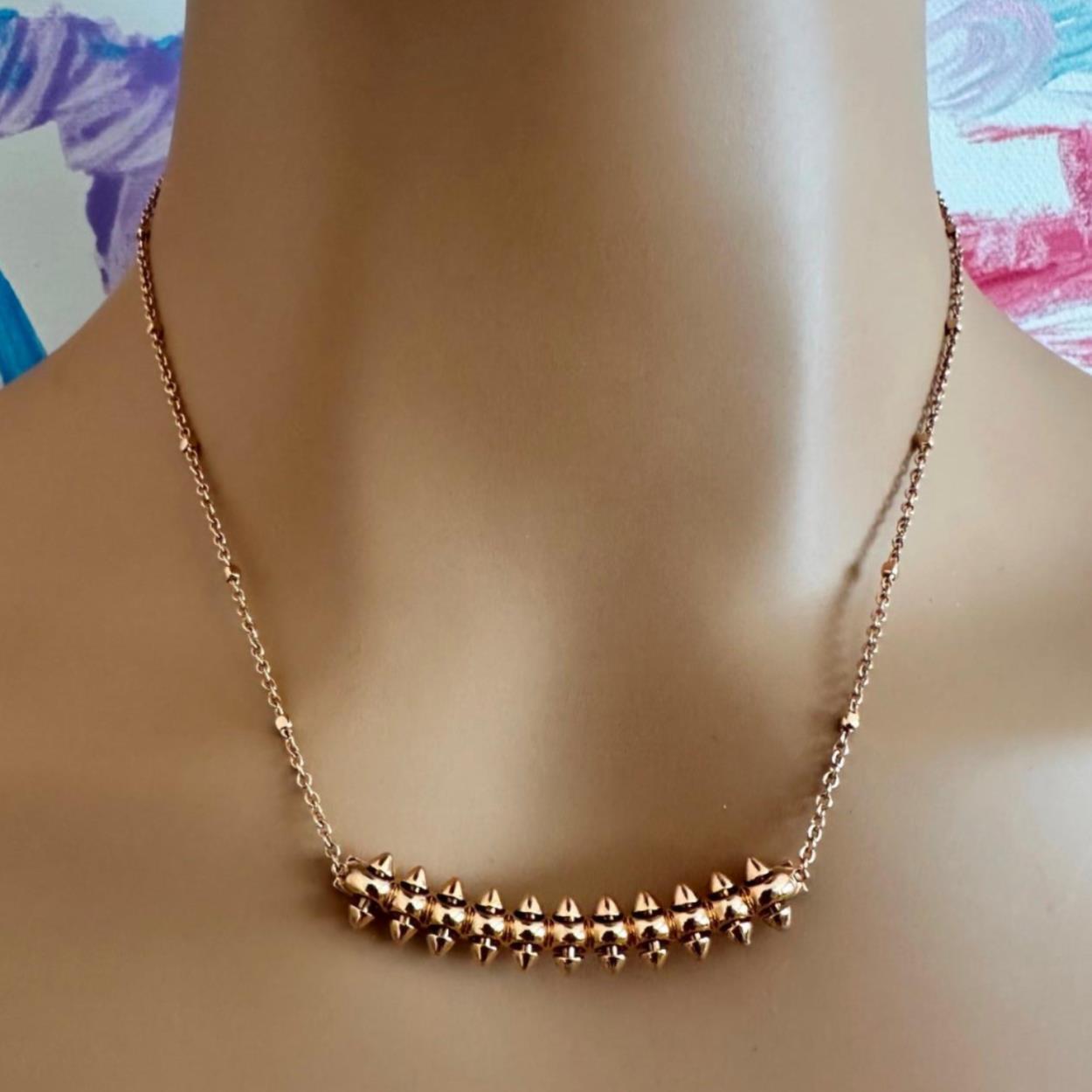 Authentic Clash De Cartier 18k Rose Gold Large Necklace for Women - Luxury Statement Jewelry for Parties, Weddings & Special Occasions