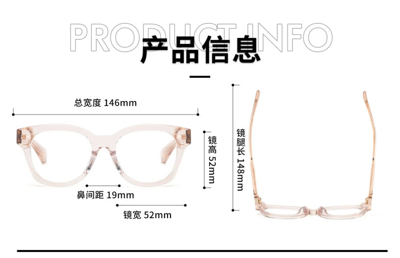 Stylish Unisex Black Acetate Eyeglasses - Full Rim Oval Square Frame (Model 94301) | Perfect for Work, Reading & Fashion Accessories