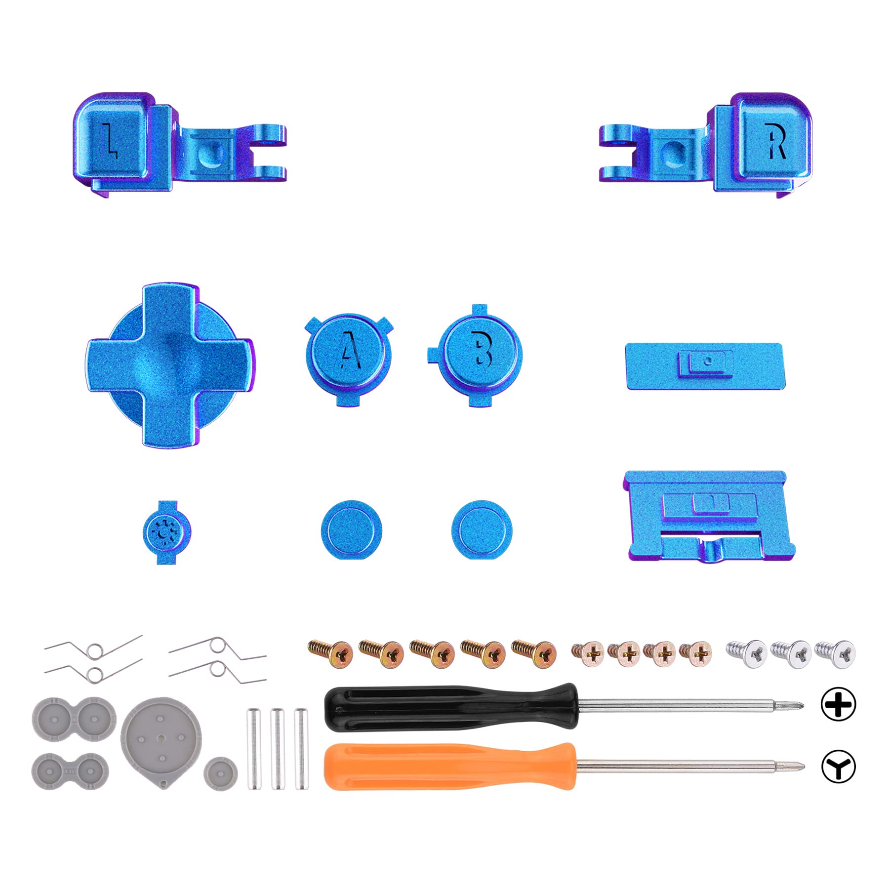 eXtremeRate Chameleon Purple Blue Glossy Custom Full Set Buttons for Gameboy Advance SP - Replacement A B L R, Power, Volume Buttons & D-pad for GBA SP Console (Console Not Included) - Perfect for DIY Repairs, Custom Mods & Gaming Enthusiasts