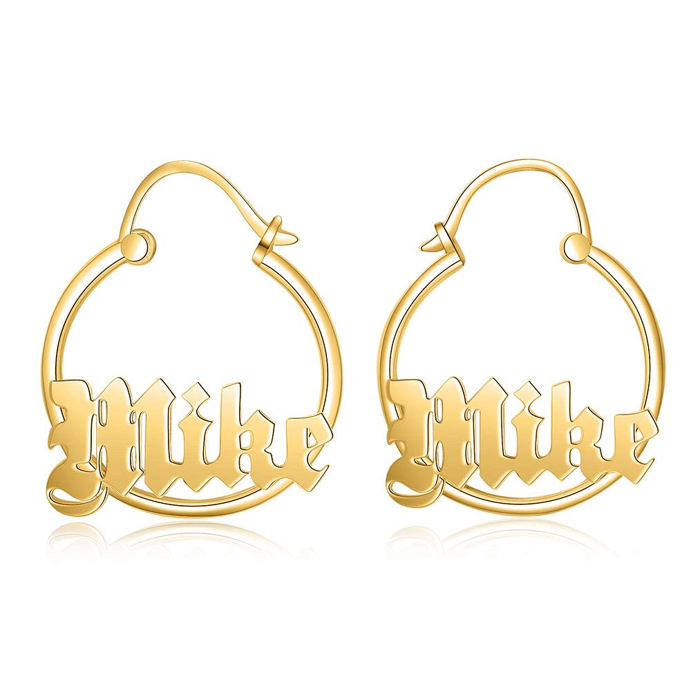 Personalized Name Bamboo Hoop Earrings - Custom Oversized Hip Hop Earrings for Women, Wife, Mom, Daughter & Sister - Perfect for Birthday, Graduation & Special Occasions - Unique Gift Idea for Friends & Loved Ones