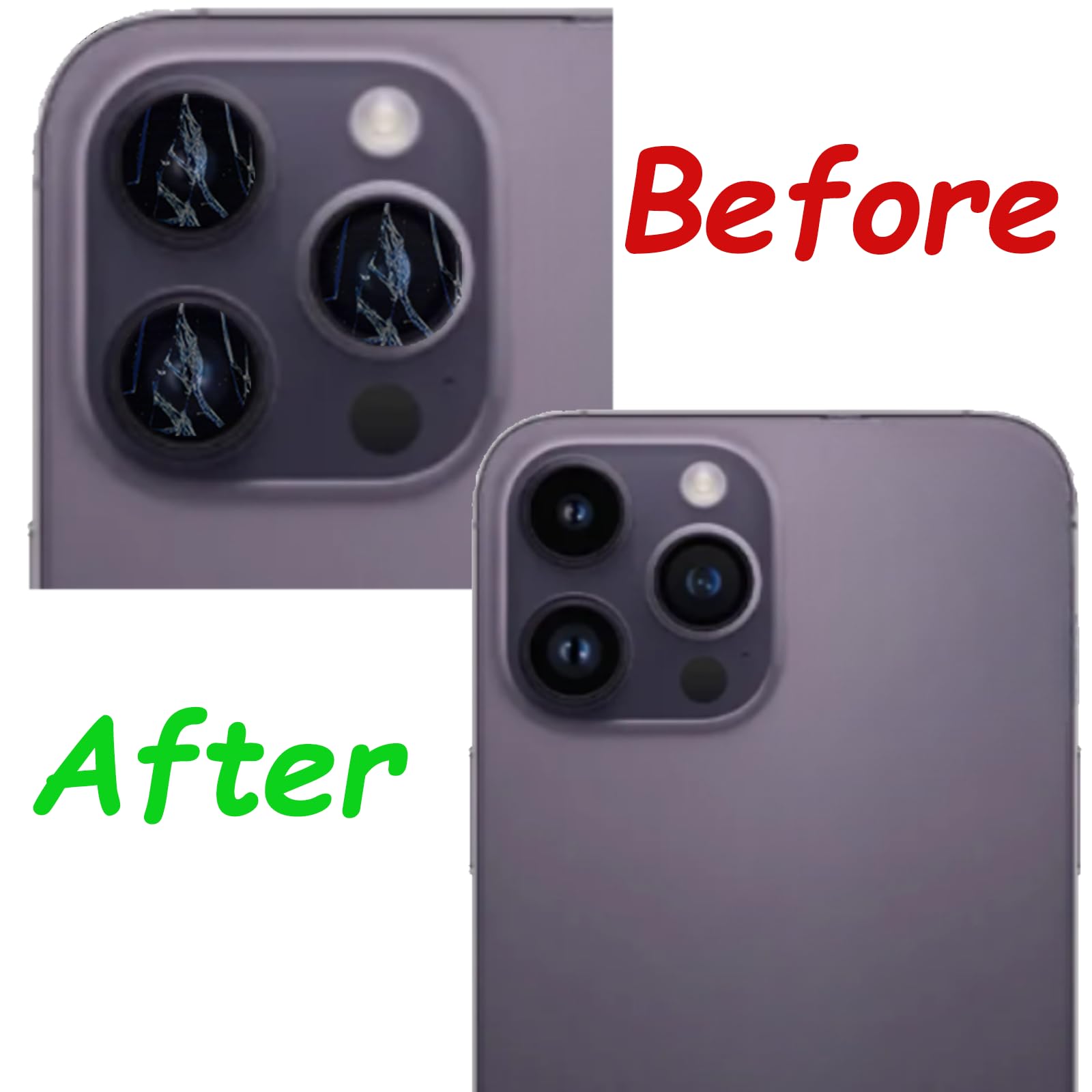 iPhone 14 Pro/14 Pro Max Rear Camera Lens Glass Replacement with Pre-Installed Adhesive & Repair Tool Kit - Easy DIY Fix for Cracked or Scratched Camera Lens - Perfect for Home Repair, Phone Maintenance, and DIY Enthusiasts