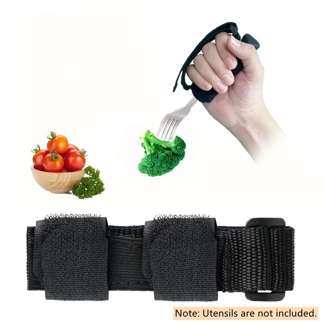 Adjustable Universal Cuff Utensil Holder - Adaptive Eating Aid Strap for Parkinson's, Arthritis & Hand Tremors - Assistive Device for Elderly & Disabled - Perfect for Dining Independence at Home or Care Facilities