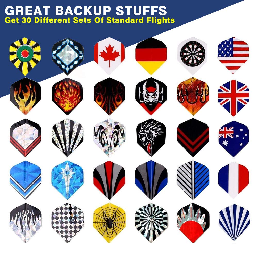 Premium 30 Sets (90 Pcs) Tezoro Standard Dart Flights - Durable Replacement Dart Accessories with Vibrant Designs for Professional & Casual Play - Perfect for Bars, Game Rooms & Home Entertainment