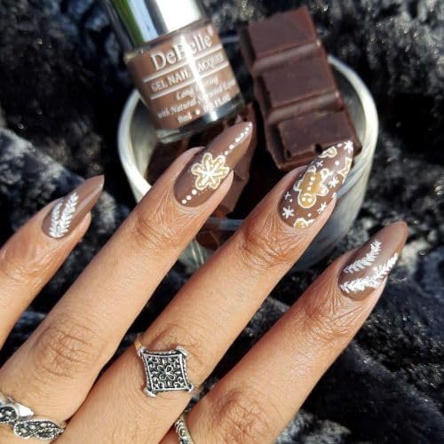 DeBelle Gel Glossy Finish Nail Polish - Woody Chocolate (Light Chocolate Brown) 8ml - Enriched with Natural Seaweed Extract, Vegan, Cruelty-Free & Non-Toxic - Perfect for Everyday Wear, Salon-Quality Manicures & Special Occasions