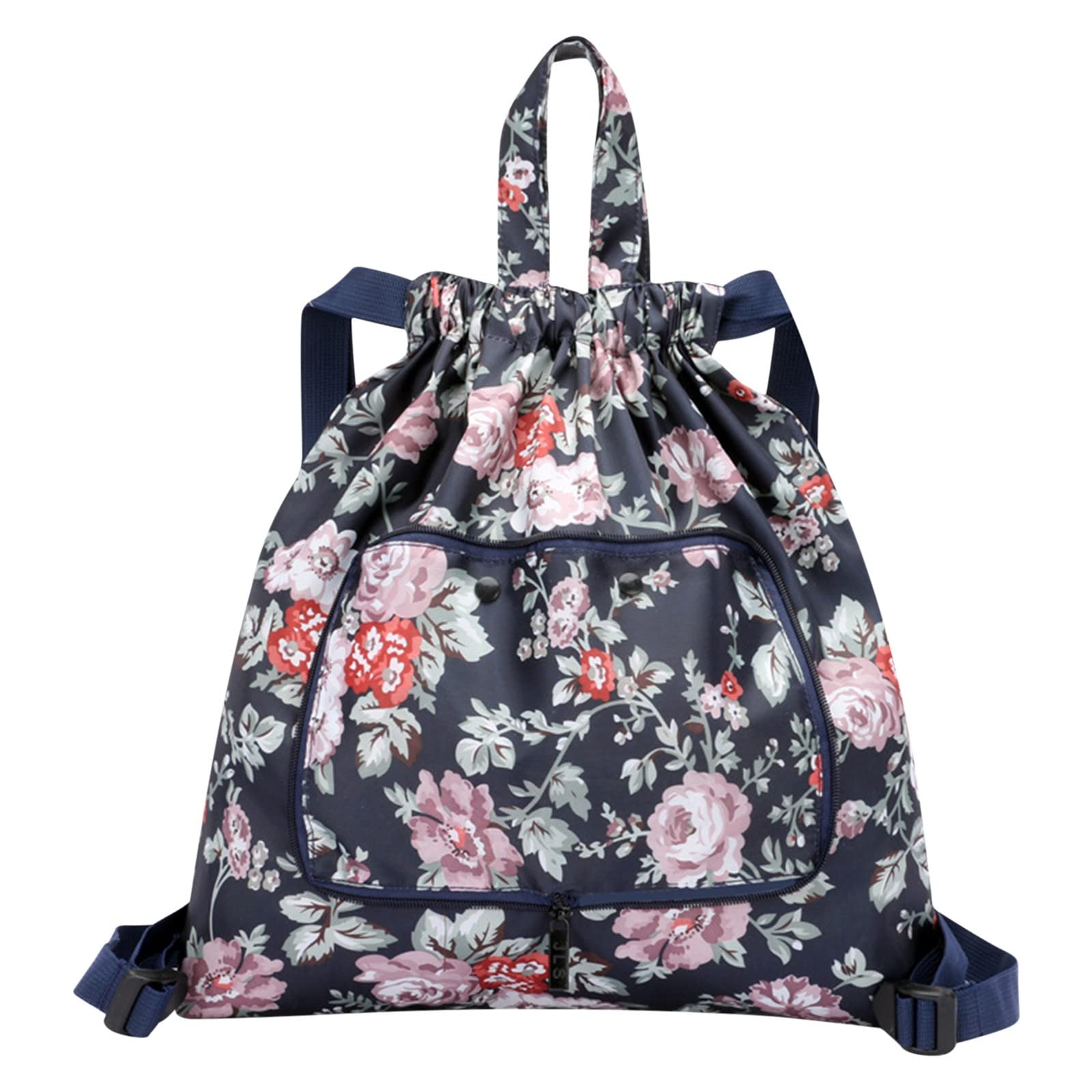 Lightweight Foldable Drawstring Backpack for Women - Waterproof Large Travel Tote & Sports Sackpack - Perfect for Yoga, Gym, Beach, Hiking & Daily Commute (H)