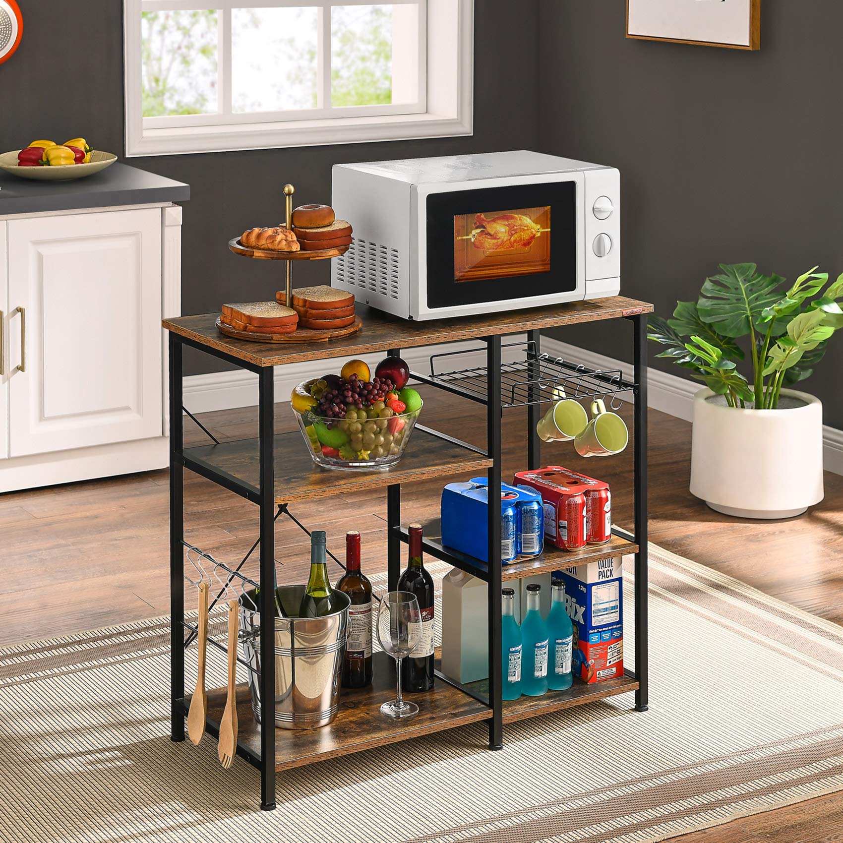 Mr IRONSTONE 3-Tier Bakers Rack with Coffee Bar - 35.5