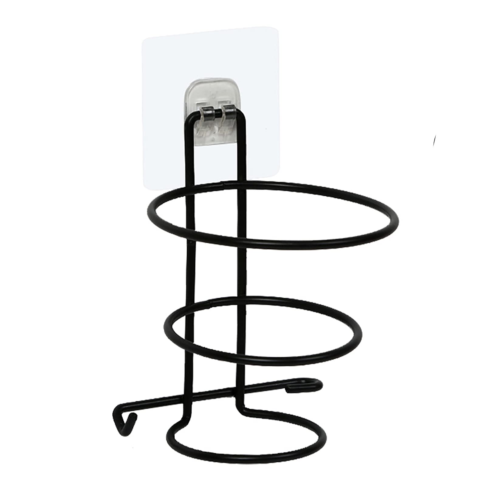 Stainless Steel Wall Mounted Hair Dryer Holder - Spiral Stand Organizer for Bathroom, Blow Dryer Storage Rack Hanger (Black) | Perfect for Small Bathrooms, Salons & Home Organization