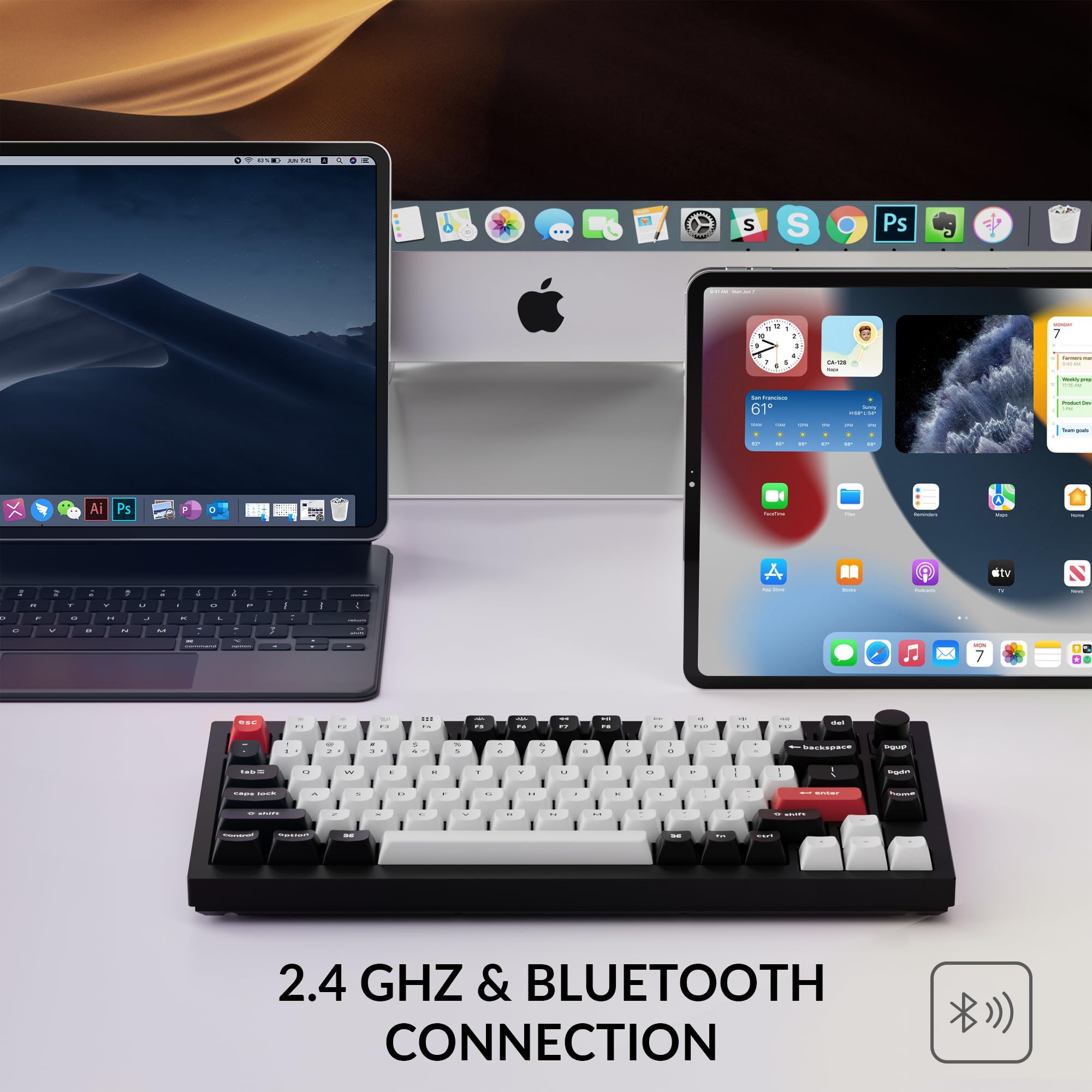 Keychron Q1 HE Wireless Custom Mechanical Keyboard with Hall Effect Gateron Double-Rail Magnetic Switch - Rapid Trigger, QMK/VIA, 2.4GHz & Bluetooth, RGB Backlit - Hot-Swappable for Mac/Windows/Linux - Perfect for Gaming, Typing & Programming