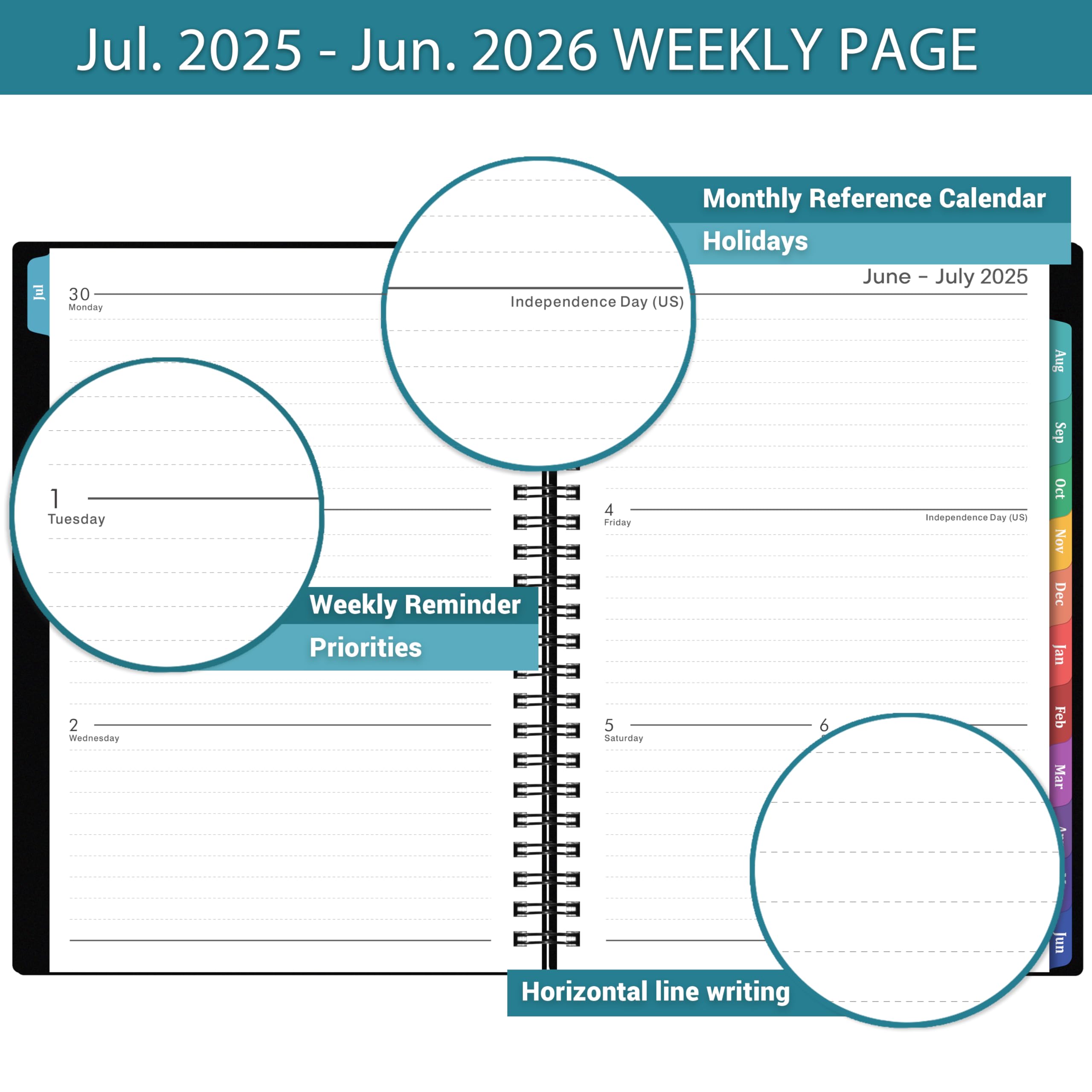 2025-2026 Academic Planner | July 2025-June 2026 Weekly & Monthly Planner | 6.3