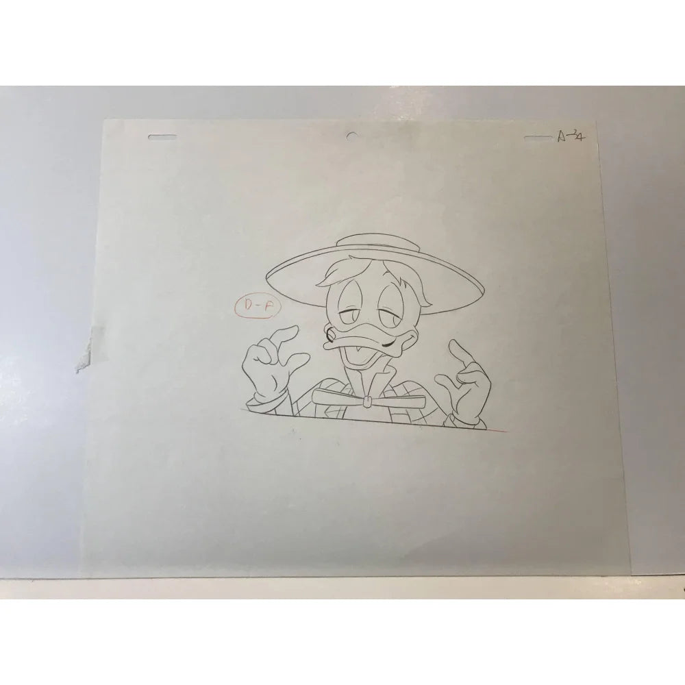 Vintage DuckTales Original Production Sketch Drawing & Cell with COA 1/1 - Rare 90s Disney TV Animation Collectible - Perfect for Disney Memorabilia Displays & Animation Art Collections