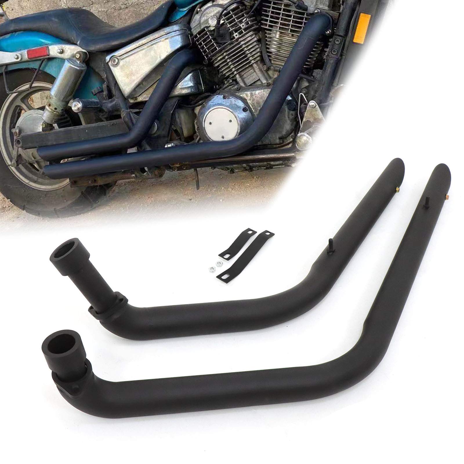 Stainless Steel Muffler Exhaust Pipe for Honda Shadow 1100 VT1100C VT1100C2 - Black - High Performance Motorcycle Exhaust System for Improved Sound & Power - Perfect for Cruisers & Custom Bike Builds
