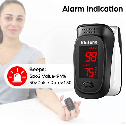 Metene Fingertip Pulse Oximeter - Accurate Blood Oxygen Saturation (SpO2) and Heart Rate Monitor for Adults & Kids - Portable Oxygen Meter for Home Use, Sports, Travel & Health Monitoring
