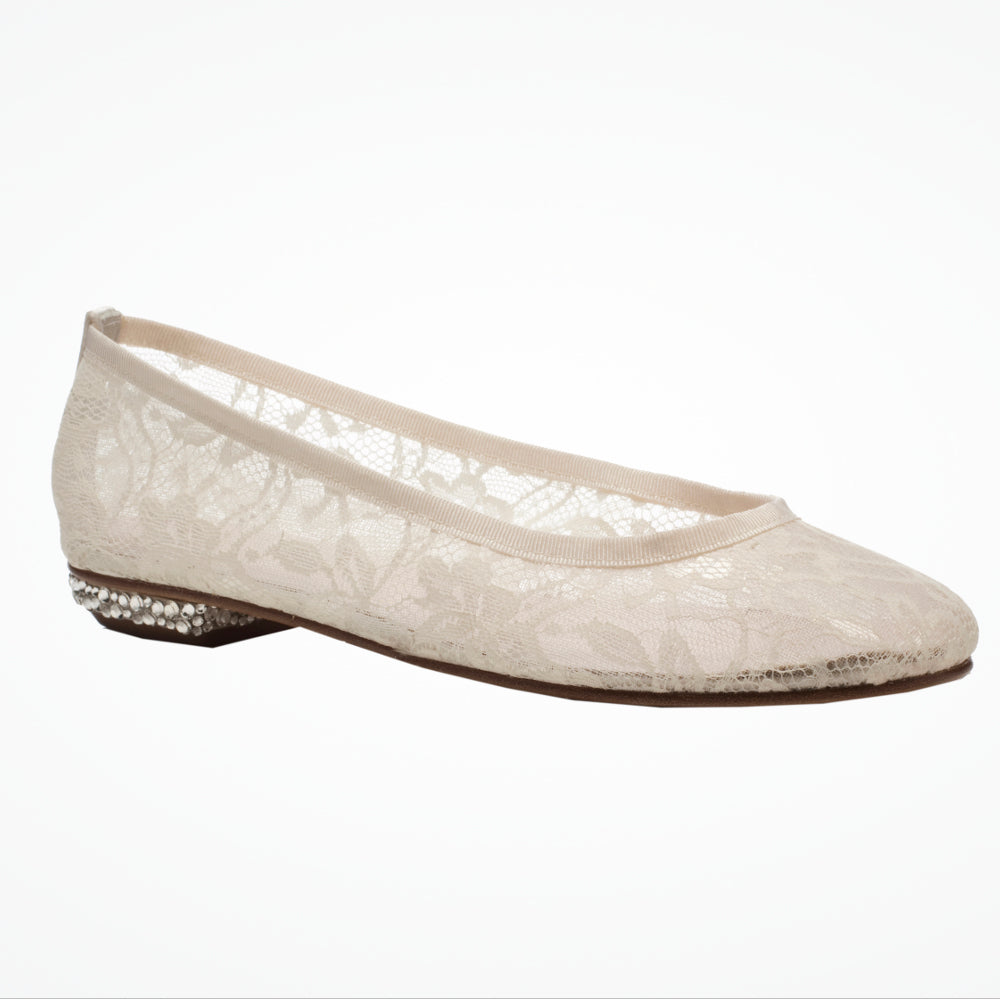 Swarovski Crystal Embellished Ballerina Flats - Elegant Lace Ballet Shoes for Women | Perfect for Weddings, Parties & Formal Occasions