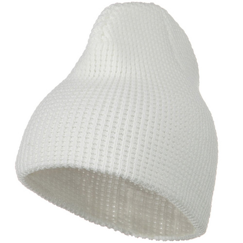 Artex Big Stretch Waffle Stitch Short Beanie for Women & Men - Soft Winter Hat in White - Perfect for Skiing, Snowboarding & Cold Weather Activities