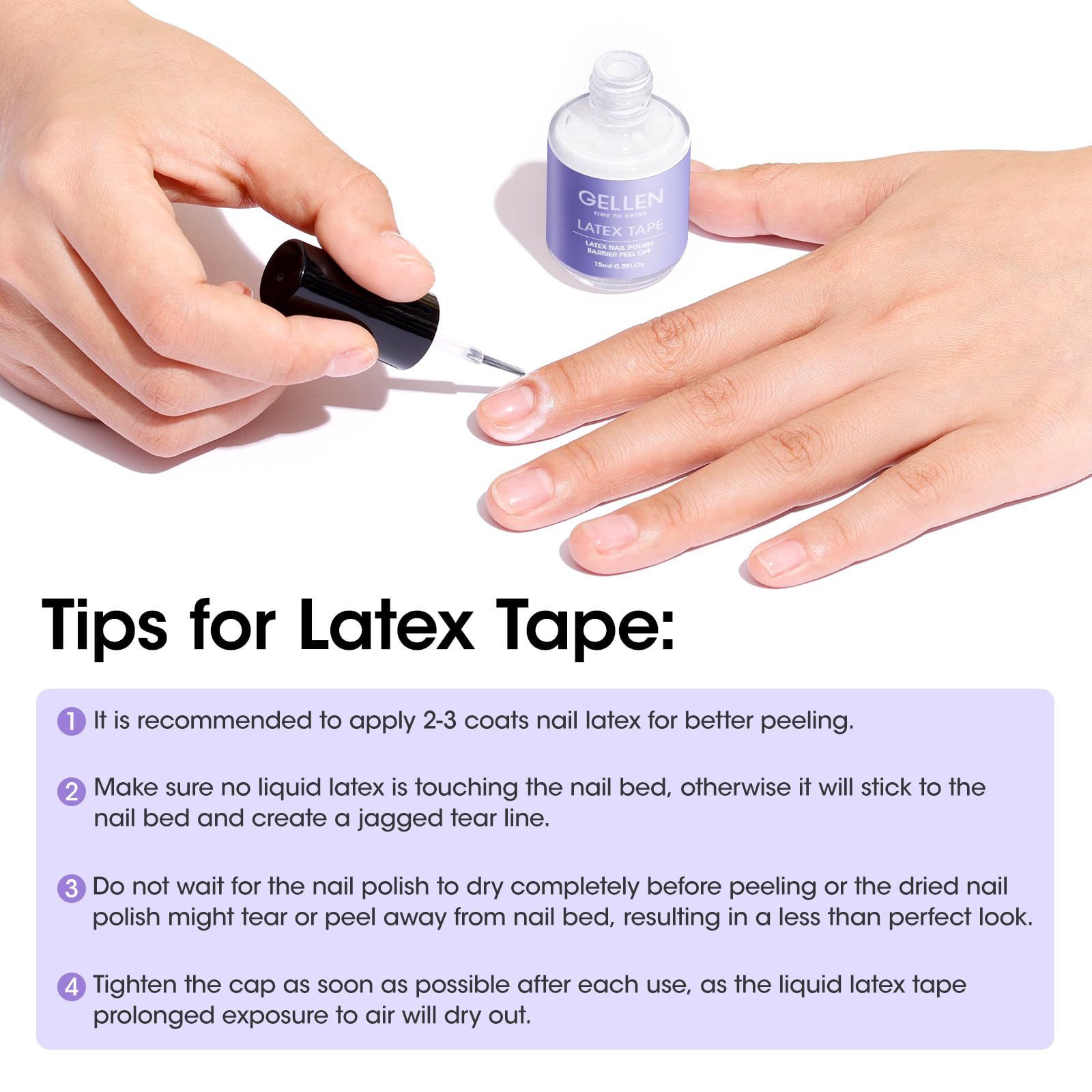 Gellen Liquid Latex for Nails - 15ml Peel Off Cuticle Guard & Nail Polish Protector with Plastic Nail Stick - Nail Art Liquid Latex Tape for Cuticle Protection - Perfect for DIY Manicures, Salon Nail Art & Home Nail Care Gifts for Women
