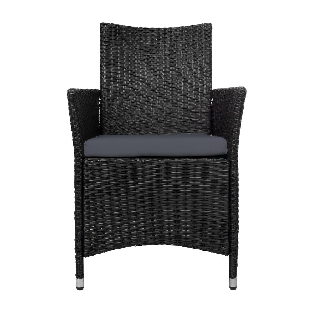 2-Piece Outdoor Dining Chairs Set - Patio Furniture with Wicker Design & Cushions - Perfect for Garden, Backyard, Poolside & Balcony Dining