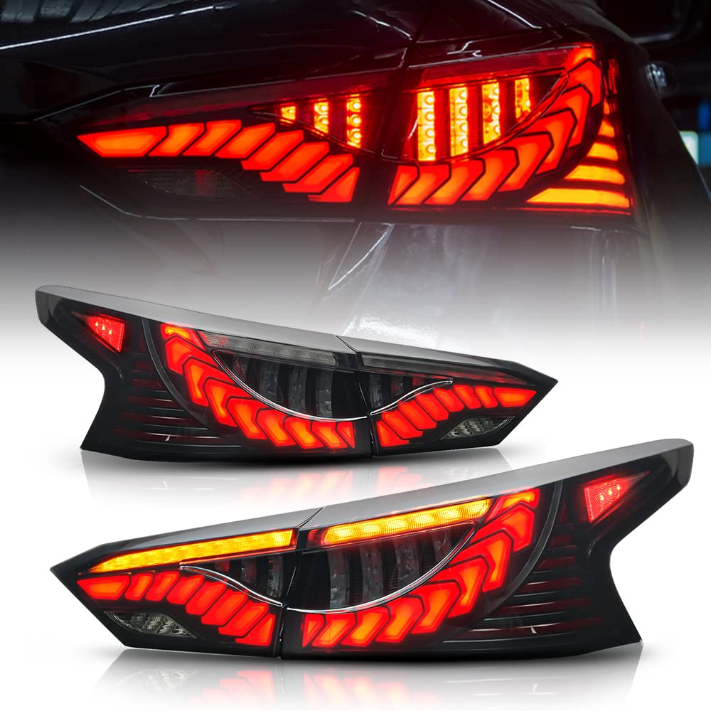 TT-ABC LED Tail Lights for Nissan Altima Teana 2019 2020 2021 - Smoked Lens with Start Animation - Brake Lights & Turn Signals - Easy Installation Auto Accessories - Perfect for Night Driving & Car Customization