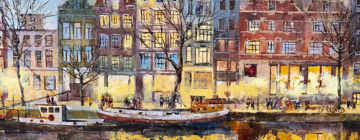 Amsterdam Evenings Original Canvas Art Print - Handmade Wall Decor for Living Room, Bedroom & Office | Perfect Gift for Home & Interior Design Lovers