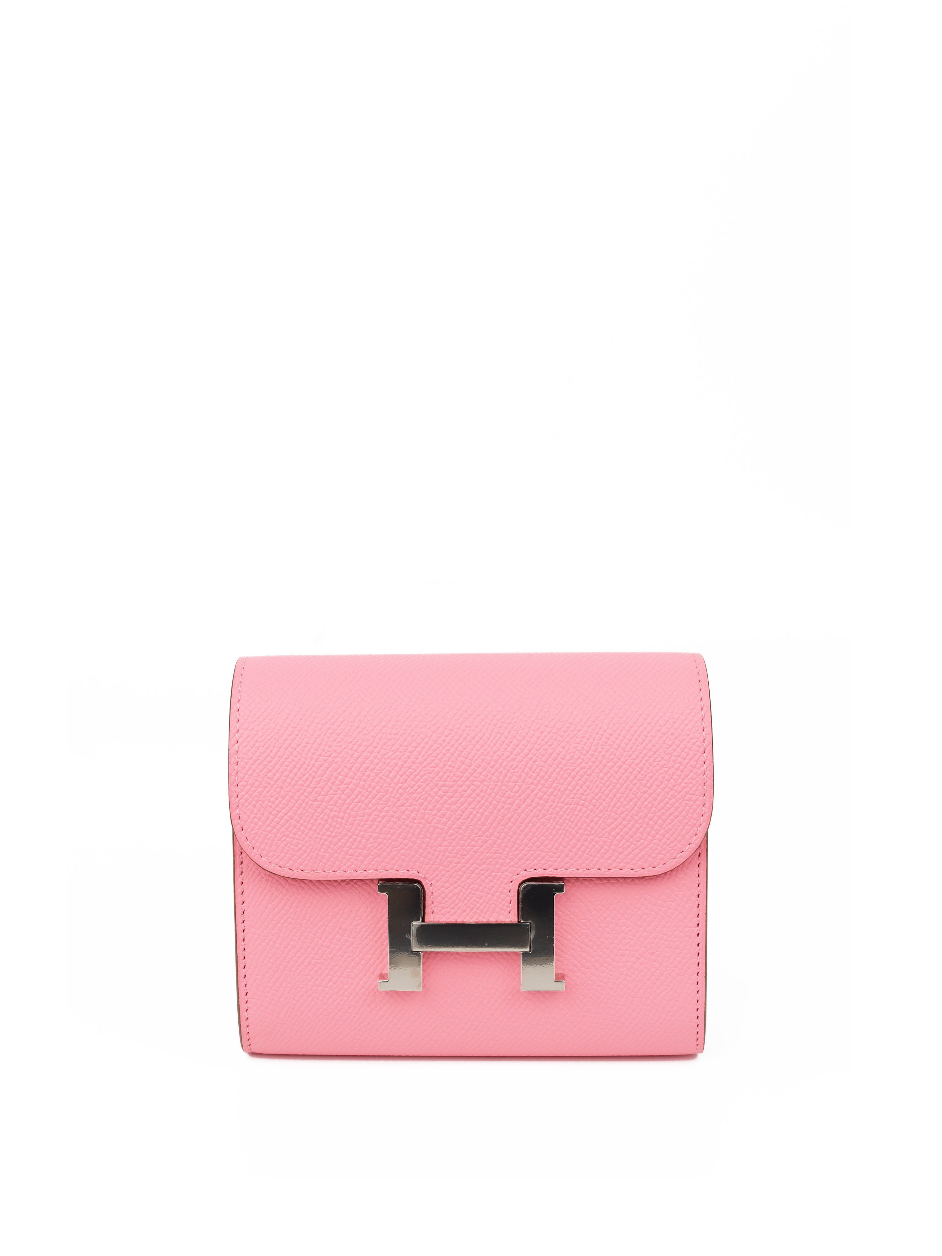 Hermes Rose Confetti Constance Epsom Slim Wallet - Luxury Women's Designer Wallet for Everyday Use & Special Occasions